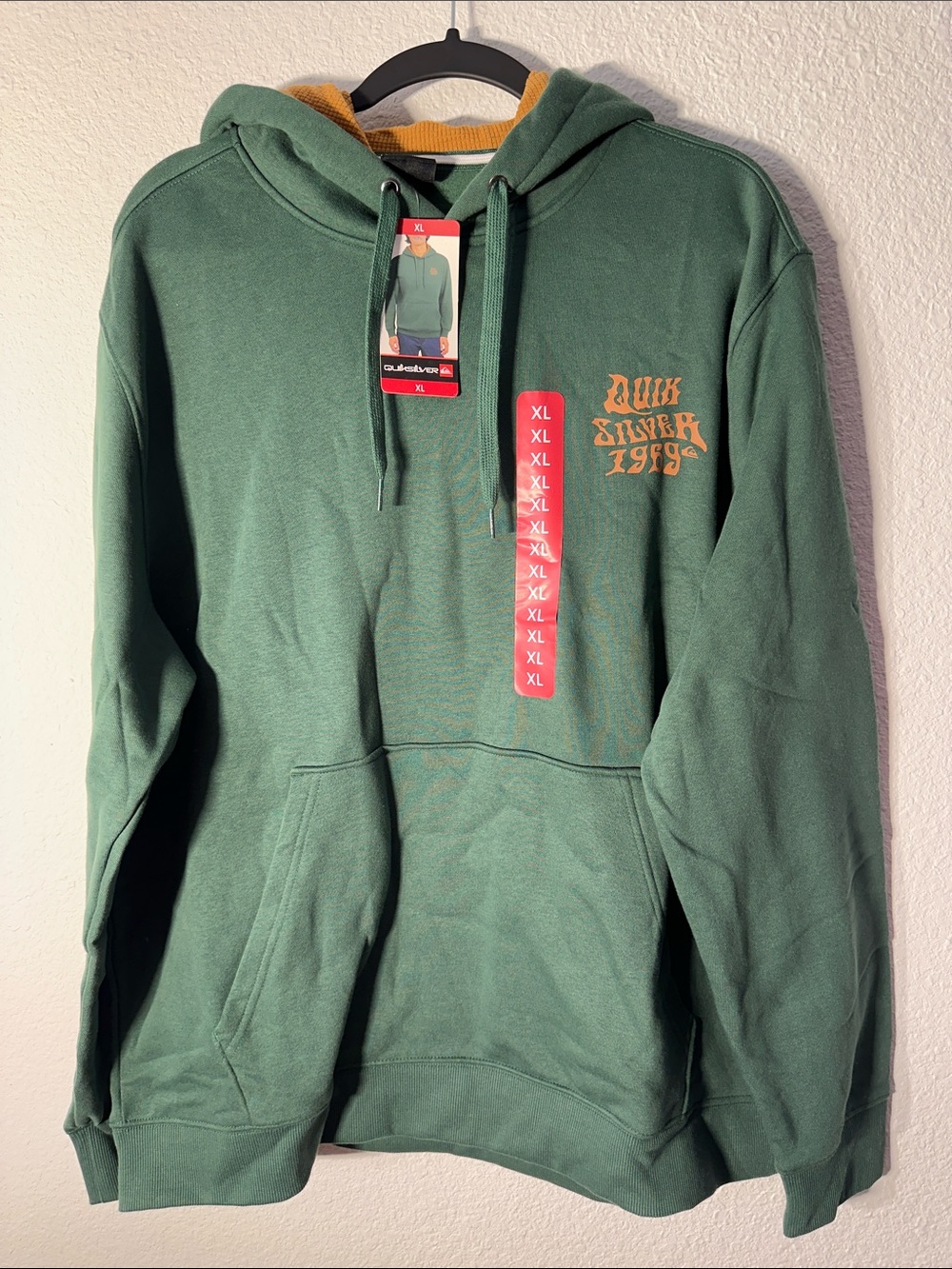 Quiksilver Forest Green Hooded Pullover with Gold Logo